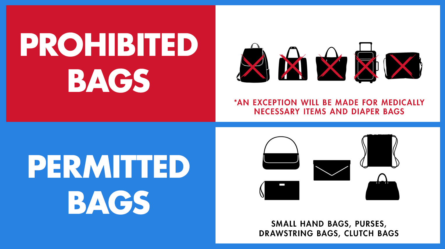 Bag Policy Blue Cross Arena + " Blue Cross